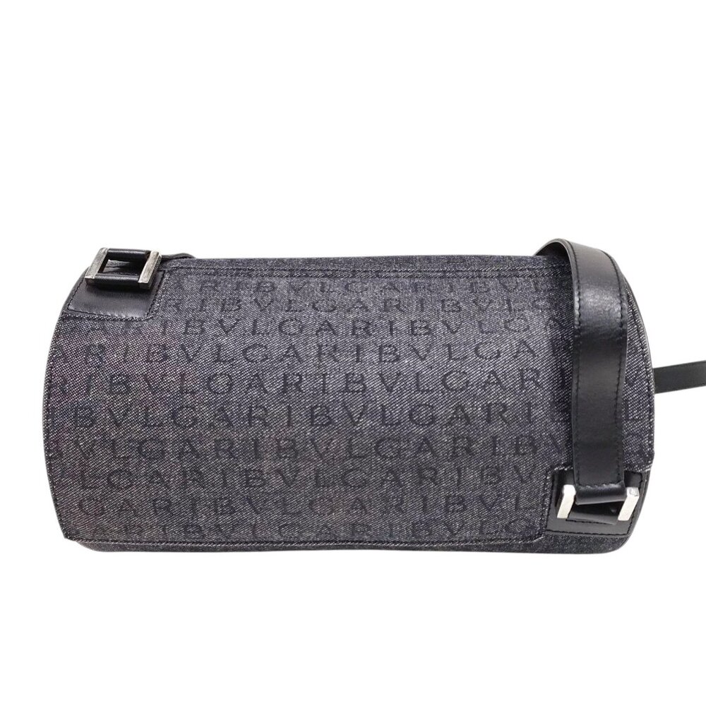 Bvlgari Shoulder Bag Round Black Canvas